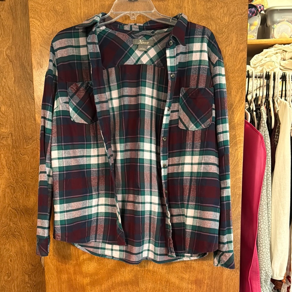 Natural Reflections Green and Purple Flannel Shirt